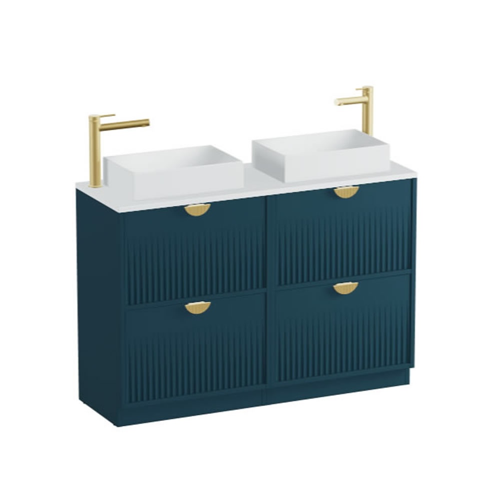 Vado Safari Fluted 1200mm Atlantic Blue Floorstanding Vanity Unit & Arctic Worktop