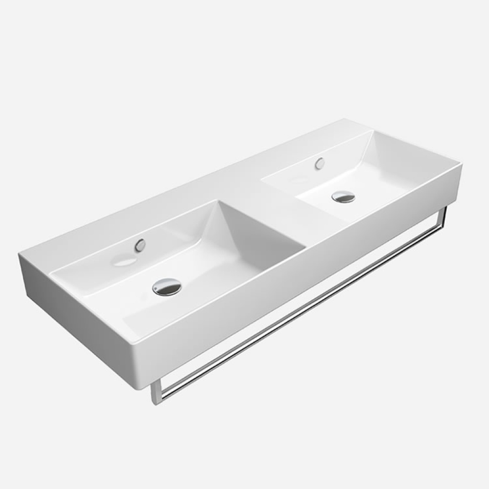 Photo of GSI Kube X 120 x 47 Double Wall Mounted Basin With Rail