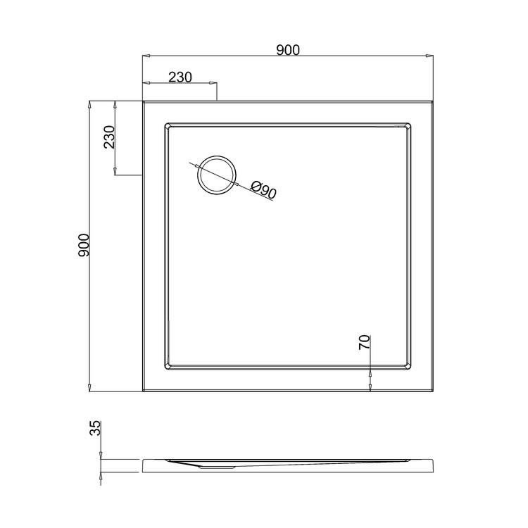 Zamori 35mm Square 900mm x 900mm Shower Tray Sanctuary Bathrooms