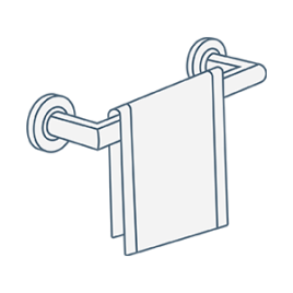 iconography image of a wall mounted single rail bathroom towel rail or holder