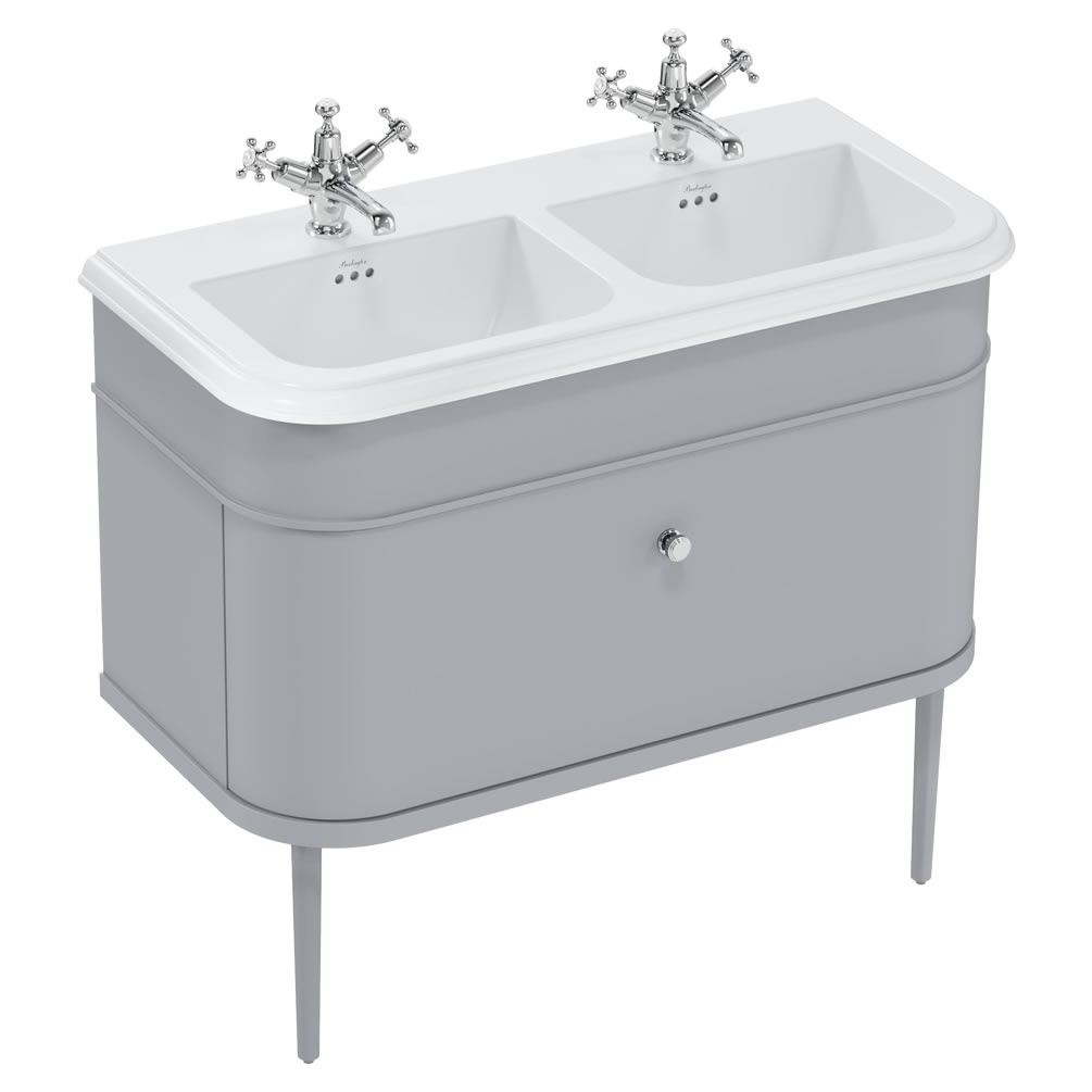 Burlington Chalfont 1000mm Double Basin With Grey Unit & Legs
