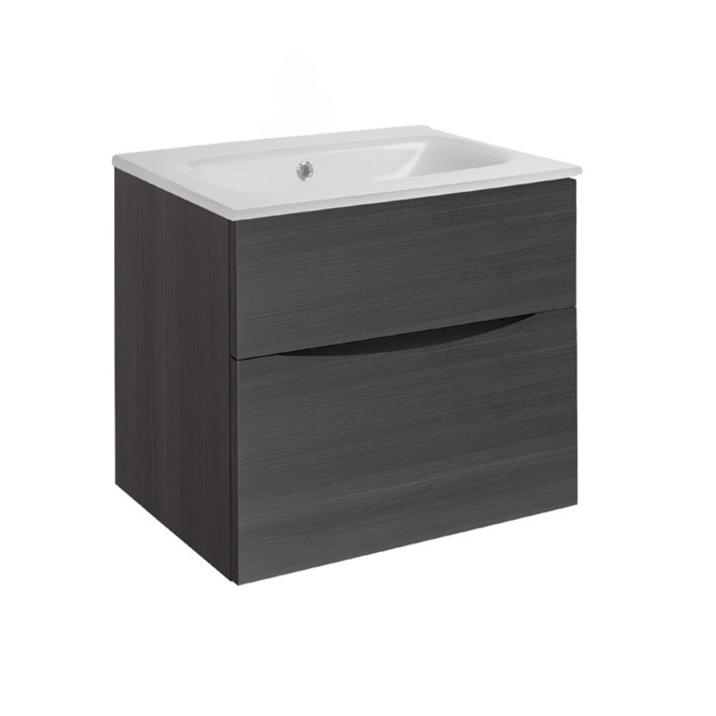 Product Cut out image of the Crosswater Glide II Steelwood 600mm Double Drawer Unit with Ice White 0 Tap Hole Basin