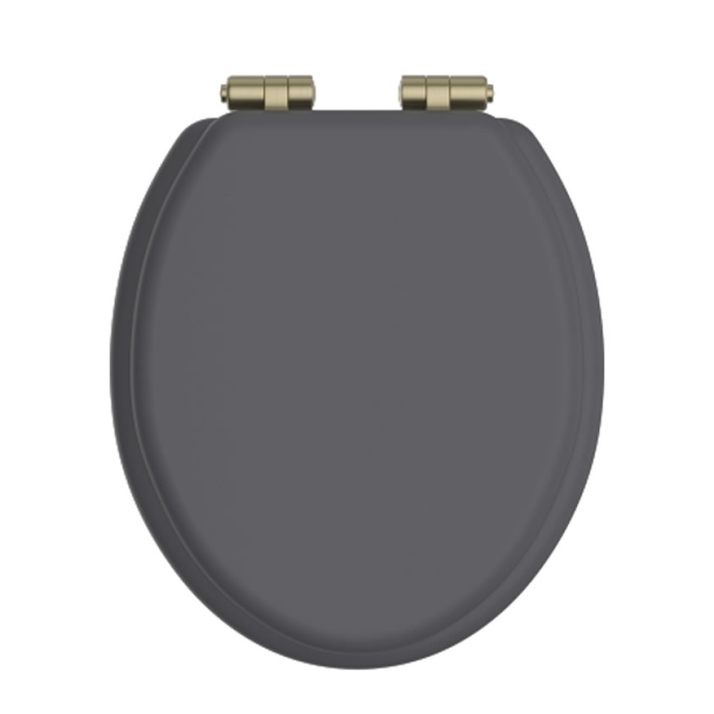 Heritage Graphite Soft Close WC Seat With Brushed Brass Fixings