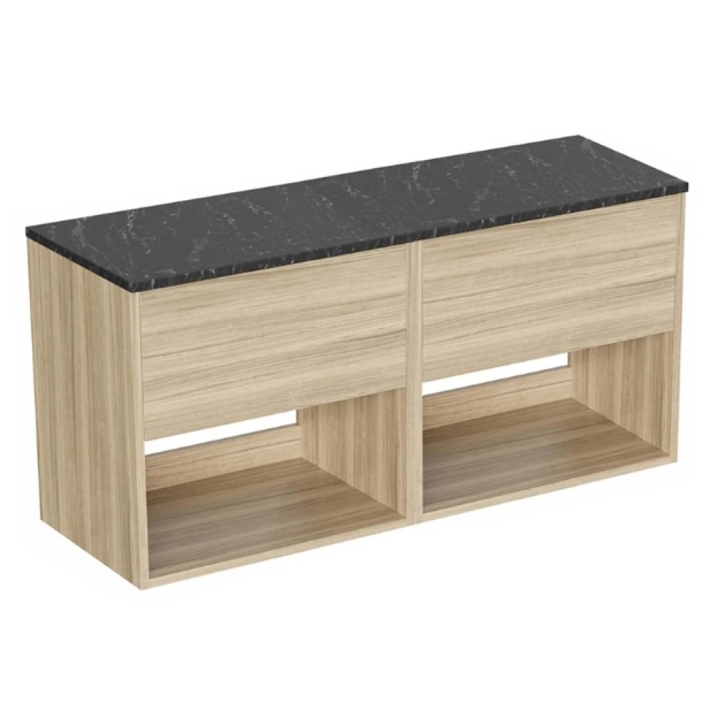 Cut out image of the Britton Hackney Cherry Wood 1000mm Double Wall Hung Vanity Unit & Marquina Worktop