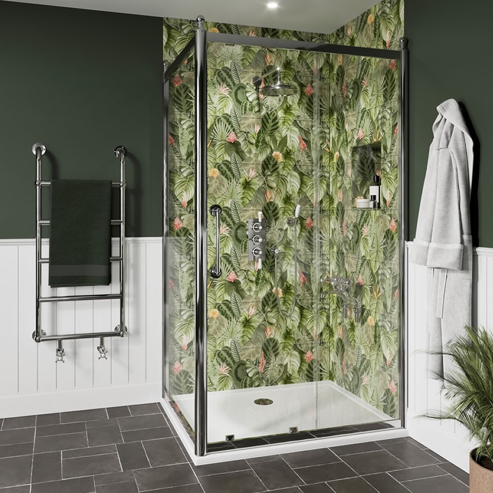 Burlington Classique 1850 1200mm Chrome Sliding Shower Door With Side Panel