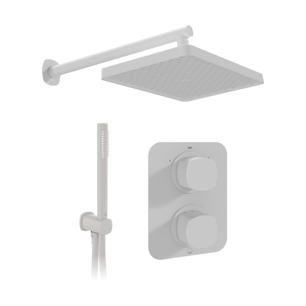 Cut out image of the Vado Cameo Matt White Dual Outlet Shower Pack