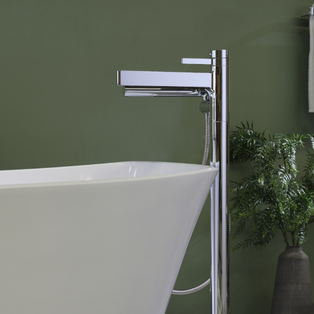 Photo of the Riobel Paradox Freestanding Bath Shower Mixer in Chrome