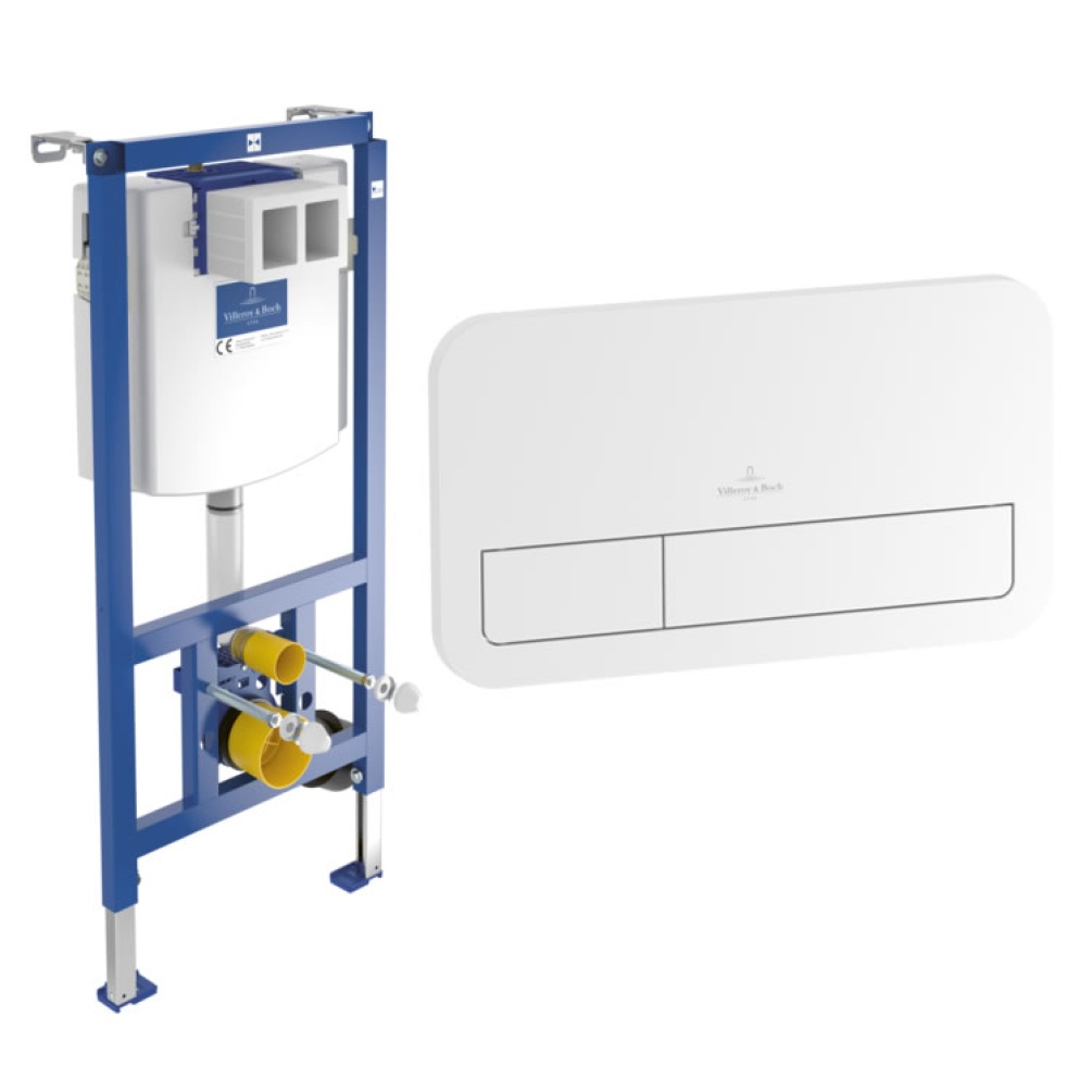 Cutout image of Villeroy & Boch 1120mm ViConnect Frame & White ViConnect Dual Flush Plate
