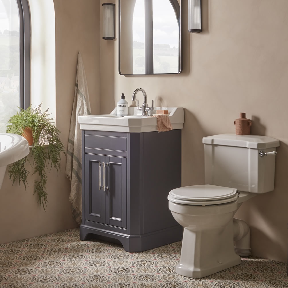 Tavistock Vitoria 600mm Matt Dark Grey Freestanding Unit & Basin - Lifestyle 1