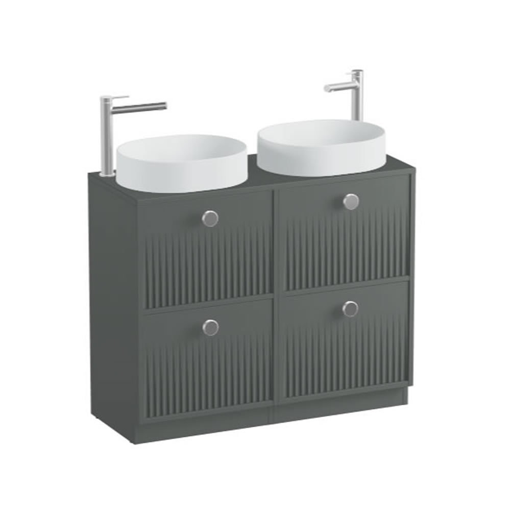 Vado Safari Fluted 1000mm Charcoal Grey Floorstanding Vanity Unit & Worktop