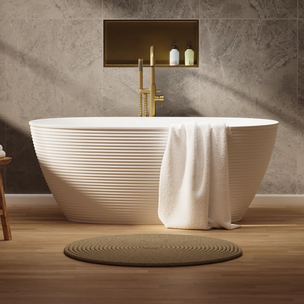 Lifestyle image of Crosswater Auriga Matt White 1500 x 750mm Freestanding Bath
