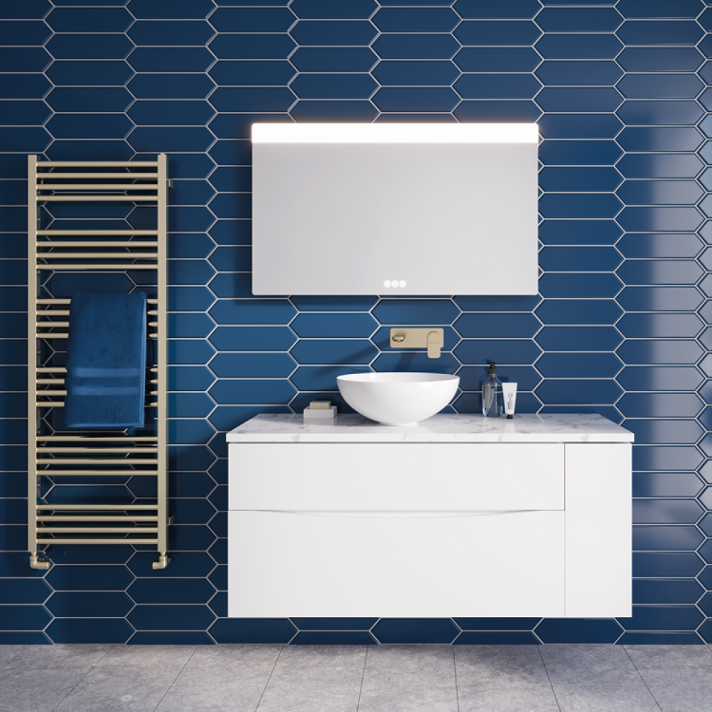 Lifestyle Photo of Crosswater Glide II White Gloss Wall Hung Unit & Worktop