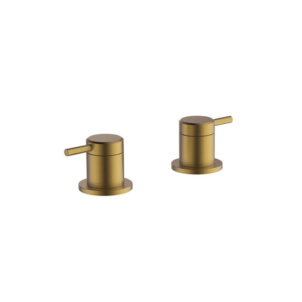 Photo of Britton Bathrooms Hoxton Brushed Brass Deck Mounted Valves
