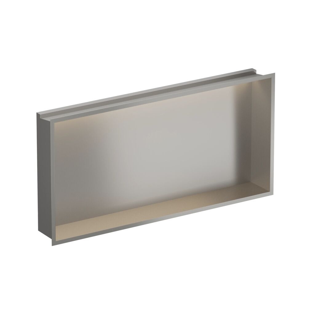Cutout image of Crosswater Brushed Stainless Steel 610 x 305mm Shallow LED Shower Niche