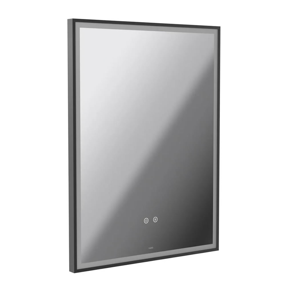 Vado Safari Matt Black 600mm Illuminated Mirror
