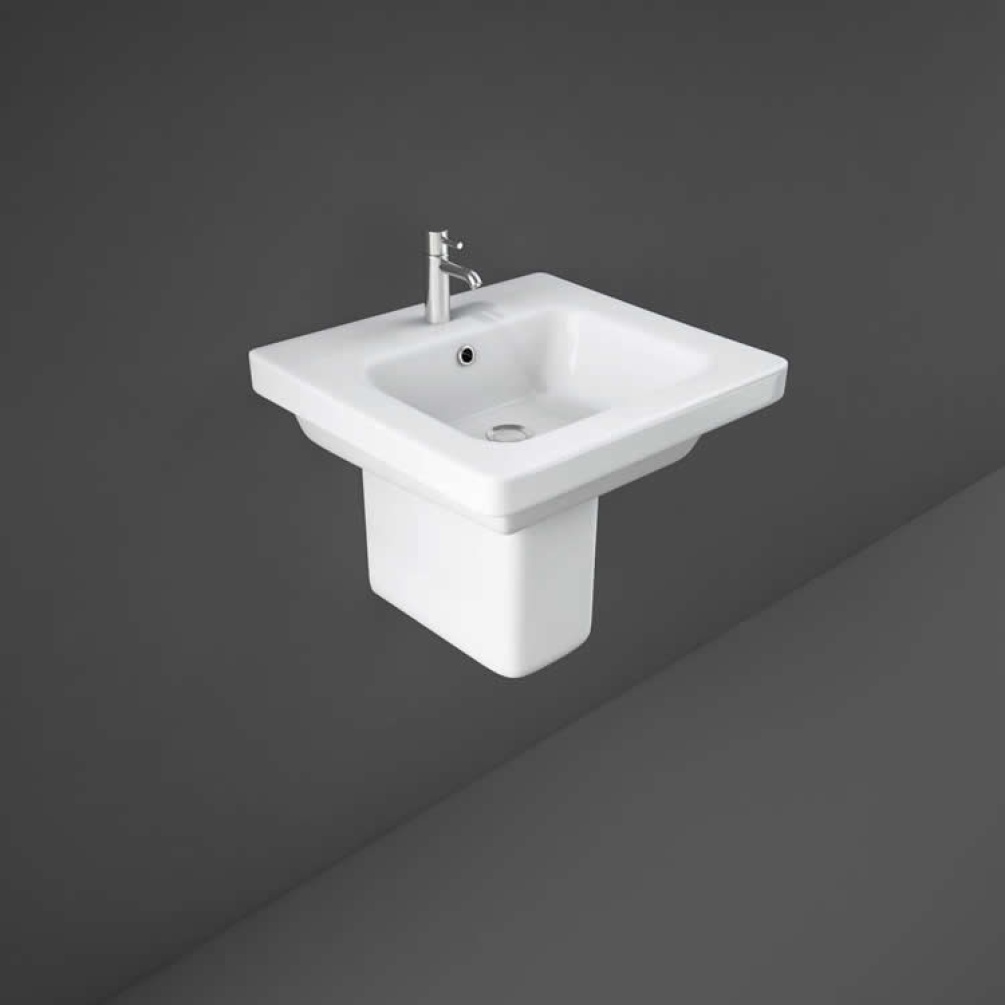 Rak Resort 550mm Single Tap Hole Basin and Semi Pedestal - Image 1