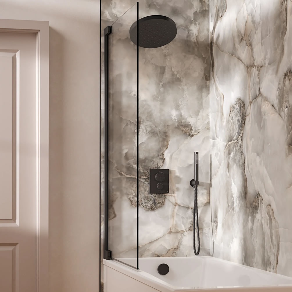 Lifestyle image of Crosswater Crossbox Push Slate Triple Outlet Revive Shower Bath Set