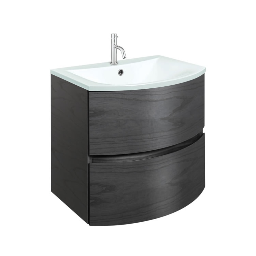 Cutout image of Crosswater Svelte 600 Grey Ash Wall-Hung Vanity Unit & Ice White Basin