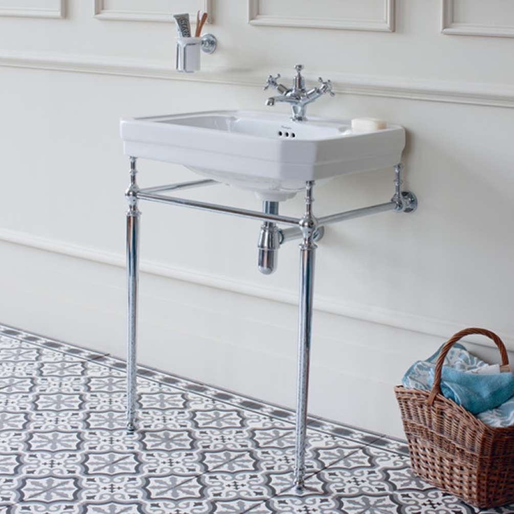 Product Lifestyle image of the Burlington Victorian 560mm Basin & Chrome Washstand