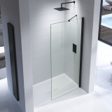 Photo of Kudos Ultimate 2 Wetroom Screen - Matt Black with Angled Wall Bracing Arm