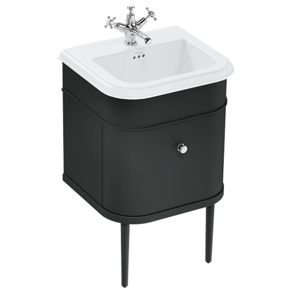 Burlington Chalfont 550mm Matt Black Vanity Unit, Ceramic Basin & Black Legs  - 1 Tap Hole