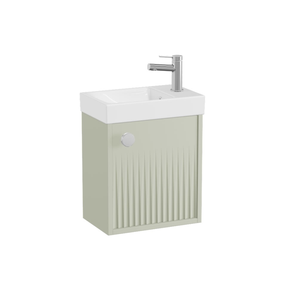 Vado Safari Fluted 400mm Sage Green Vanity Unit & Ceramic Basin