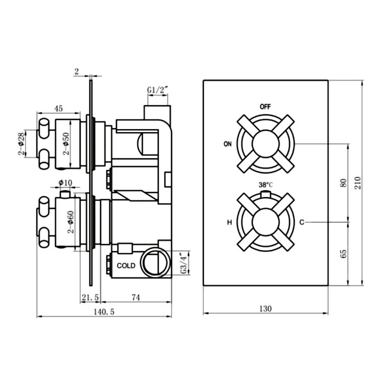 Abacus Emotion Nickel Single Outlet Crosshead Shower Valve Sanctuary