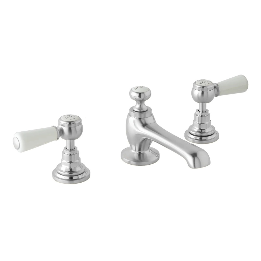 BC Sanitan Victrion Brushed Chrome Lever 3 Tap Hole Basin Mixer & Waste Cut Out