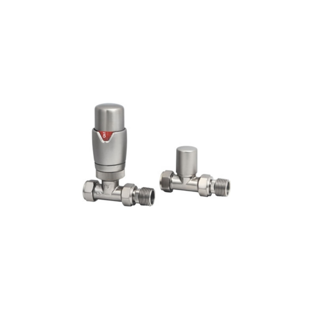 Cutout image of Redroom by Barwick Brushed Nickel Straight Thermostatic Radiator Valves