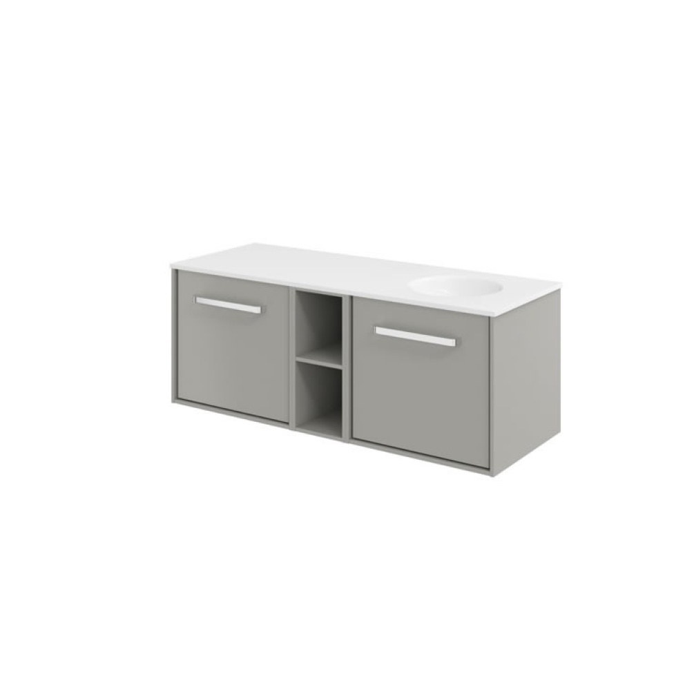 Cutout image of Crosswater Infinity 1200mm Storm Grey Wall-Hung Vanity Unit & Right-Handed Basin