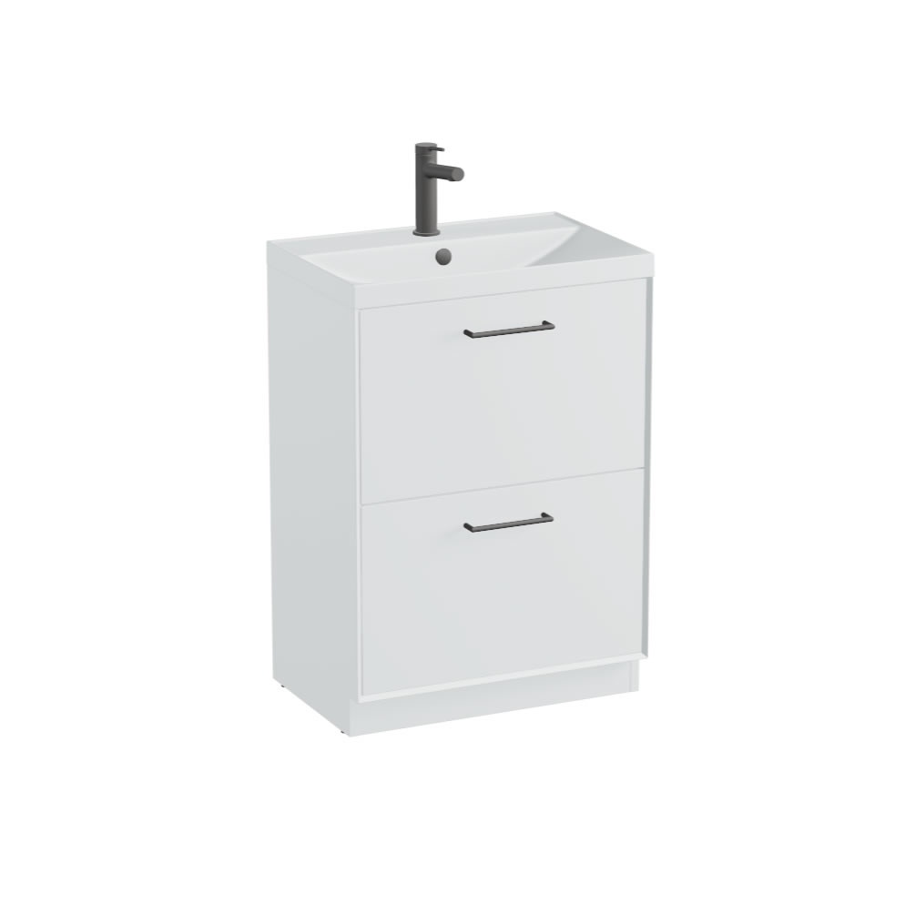 Vado Safari Smooth 600mm Arctic White Floor Mounted Vanity Unit & Mineral Basin