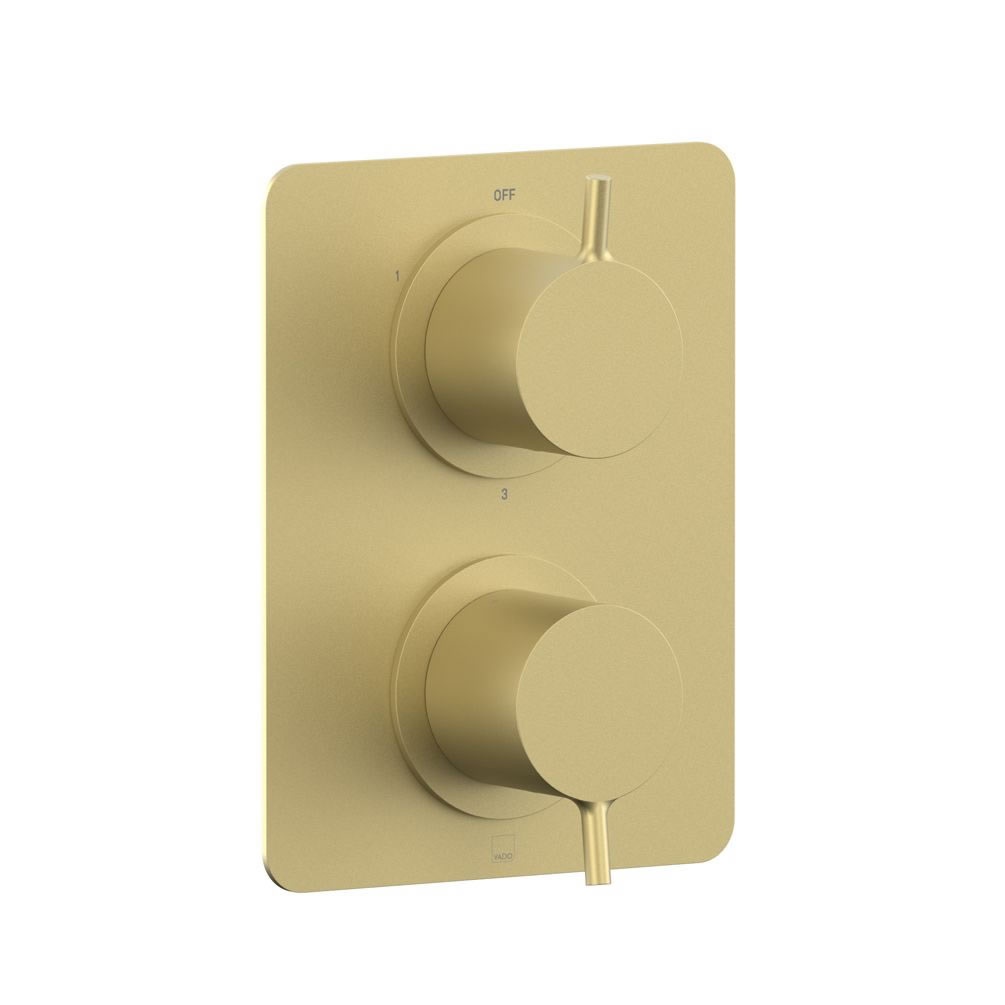 Vado Safari Lever Satin Brass Thermostatic Shower Valve - 3 Outlet 2 Handle