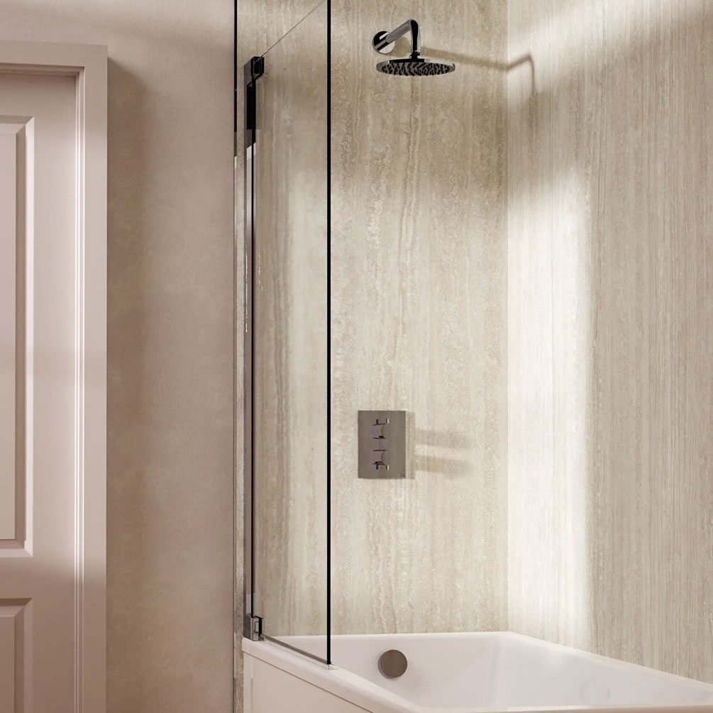 Lifestyle image of Crosswater Crossbox Chrome Dual Outlet Shower Bath Set