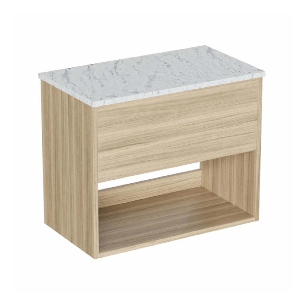 Cut out image of the Britton Hackney Cherry Wood 700mm Wall Hung Vanity Unit & Carrara Worktop