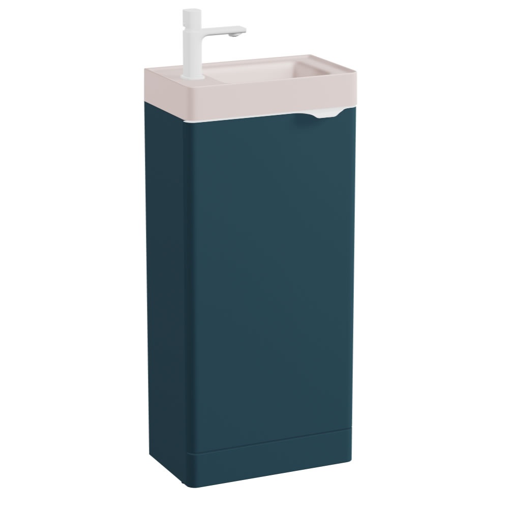 Vado Cameo Atlantic Blue 400mm Floorstanding Vanity Unit & Pink Clay Basin - Left Hand