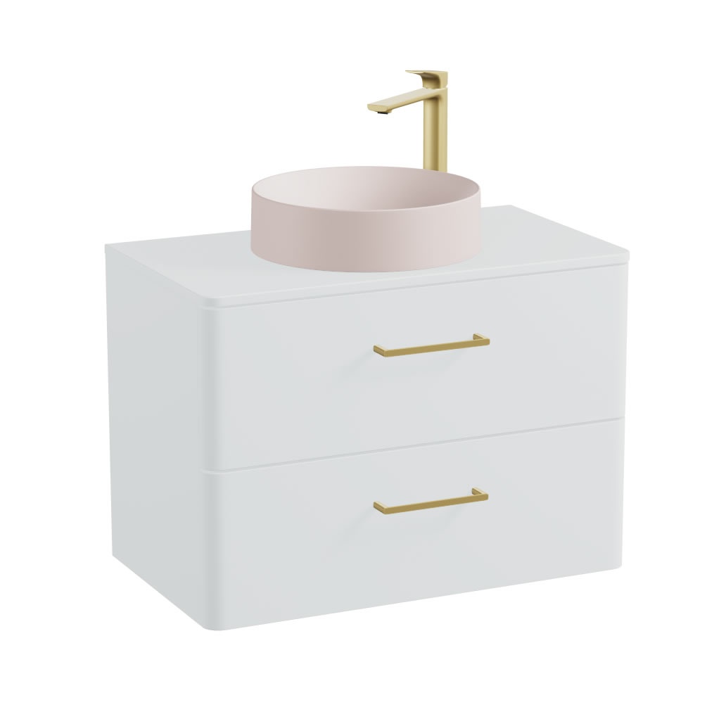 Vado Cameo 800mm Arctic White Wall Mounted Vanity Unit, Worktop & Pink Clay Basin