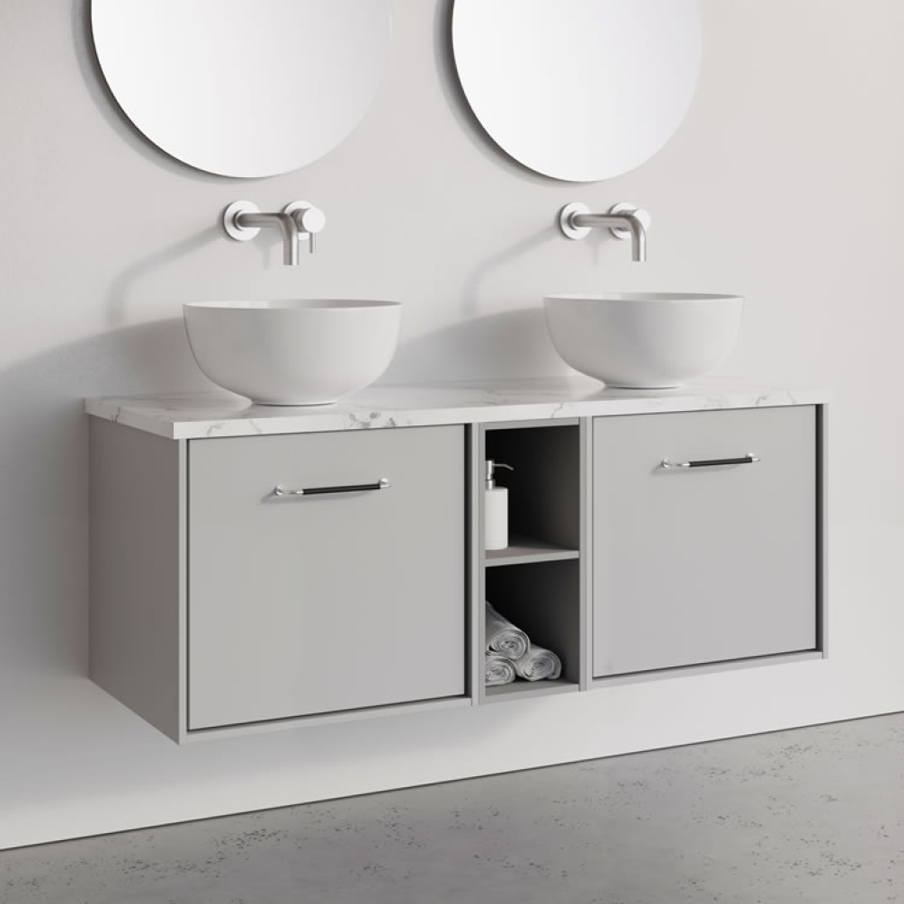 Lifestyle image of Crosswater Infinity 1200mm Storm Grey Vanity Unit & Worktop