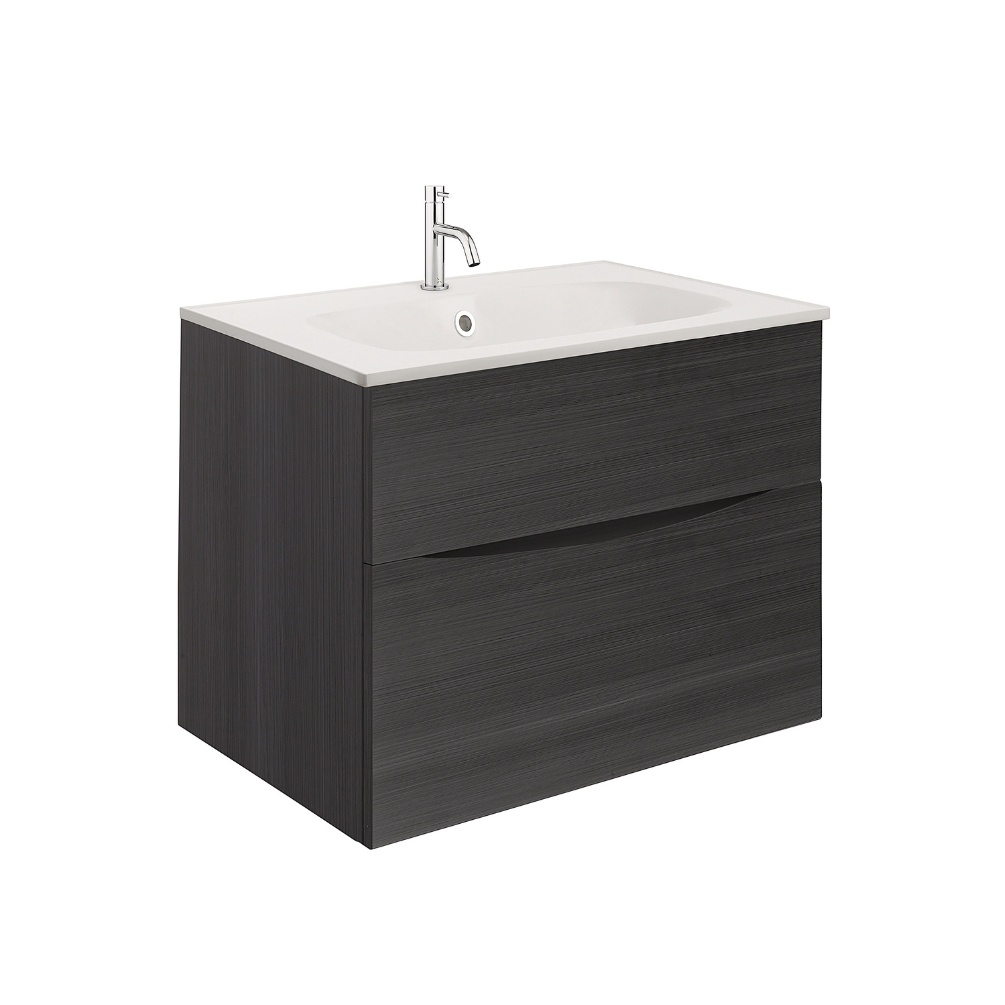 Product Cut out image of the Crosswater Glide II Steelwood 700mm Double Drawer Unit with Matt White 1 Tap Hole Basin