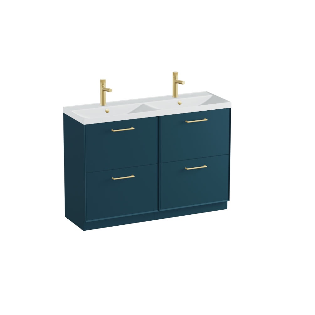 Vado Safari Smooth 1200mm Atlantic Blue Floor Mounted Vanity Unit & Arctic White Basin