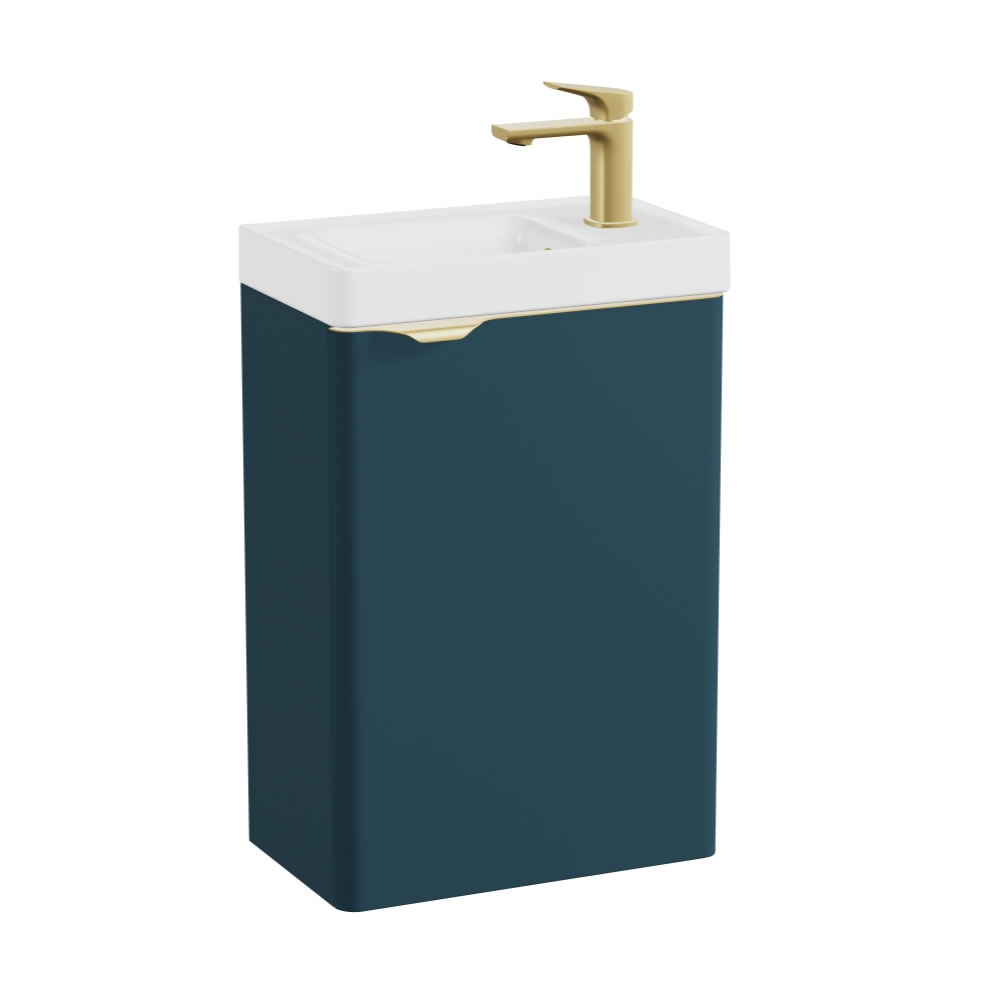 Vado Cameo 400mm Atlantic Blue Wall Hung Vanity Unit & Ceramic Basin - Right Hand