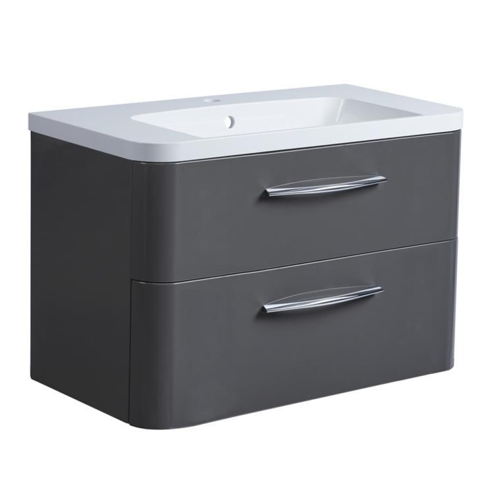 Roper Rhodes System 800mm Gloss Dark Clay Wall Mounted Vanity Unit and Basin Image 1
