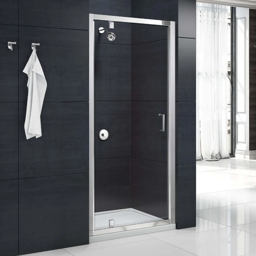 Lifestyle image of Merlyn Mbox 800mm Chrome Pivot Shower Door