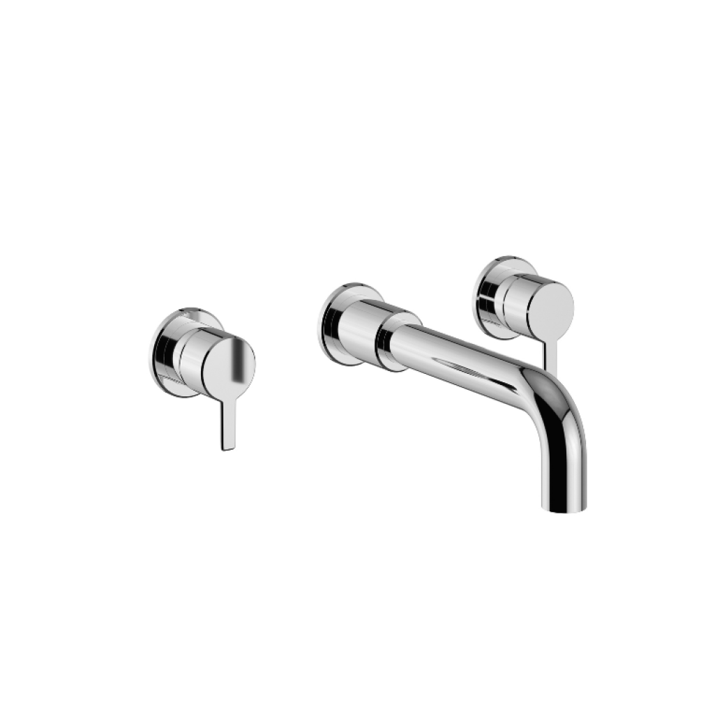 Heritage Dartmouth Chrome Wall Mounted 3 Tap Hole Basin Mixer