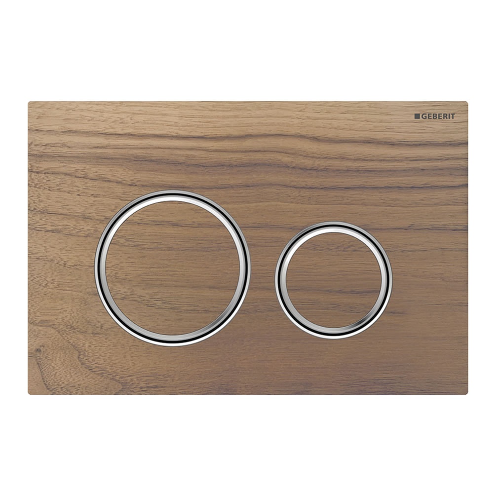 Cutout image of Geberit Sigma50 Round Black Walnut Dual Flush Plate