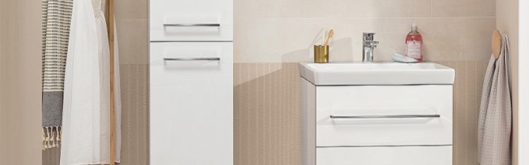 Close up product lifestyle image of Villeroy and Boch Avento Tall Cabinet
