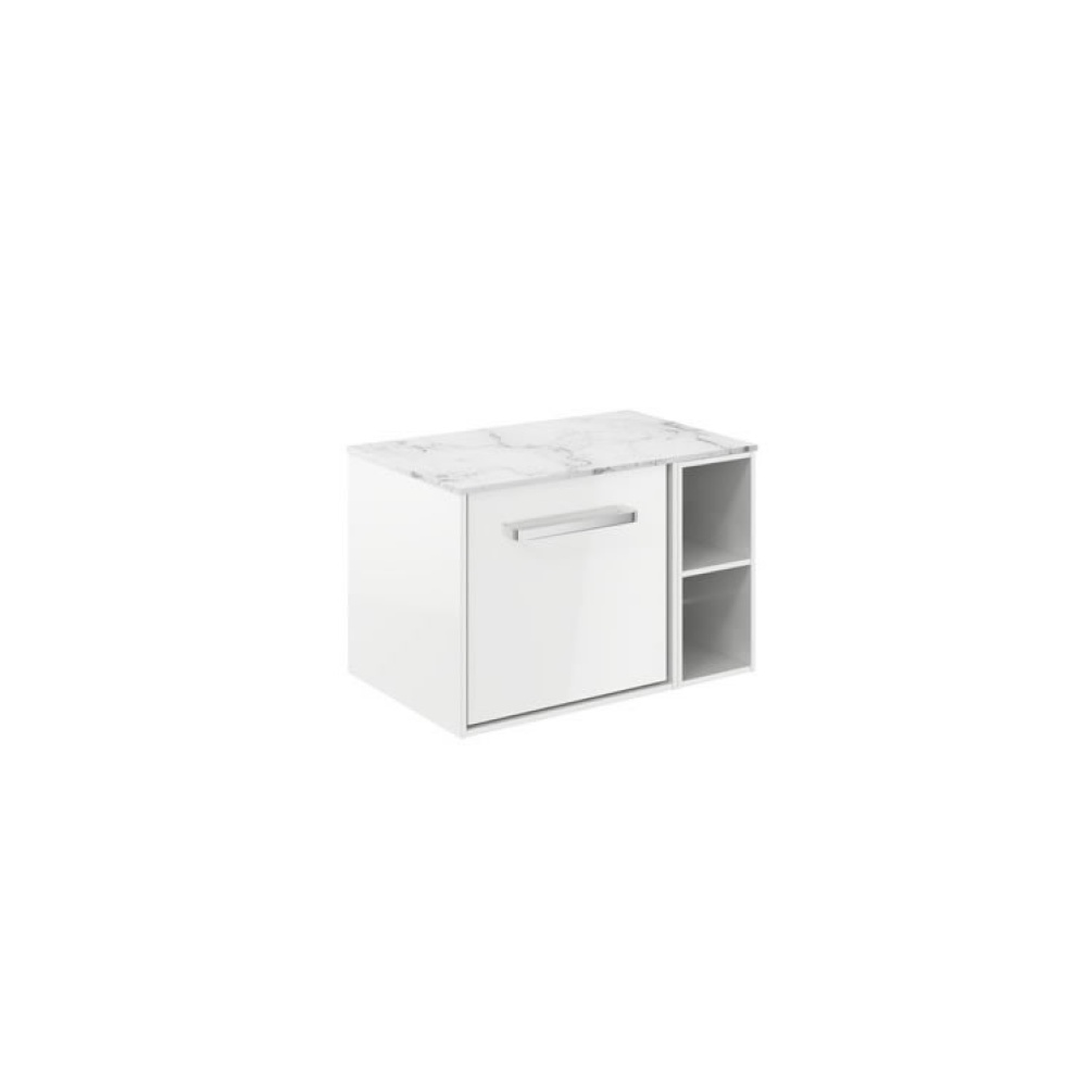 Cutout image of Crosswater Infinity 700mm White Gloss Vanity Unit & Carrara Marble Worktop