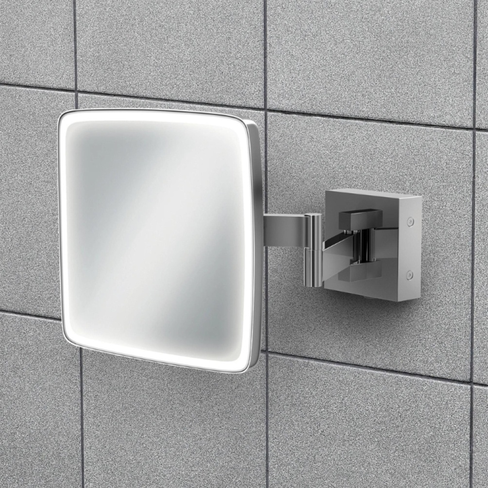 Close up product image of the HIB Eclipse Square LED Magnifying Mirror