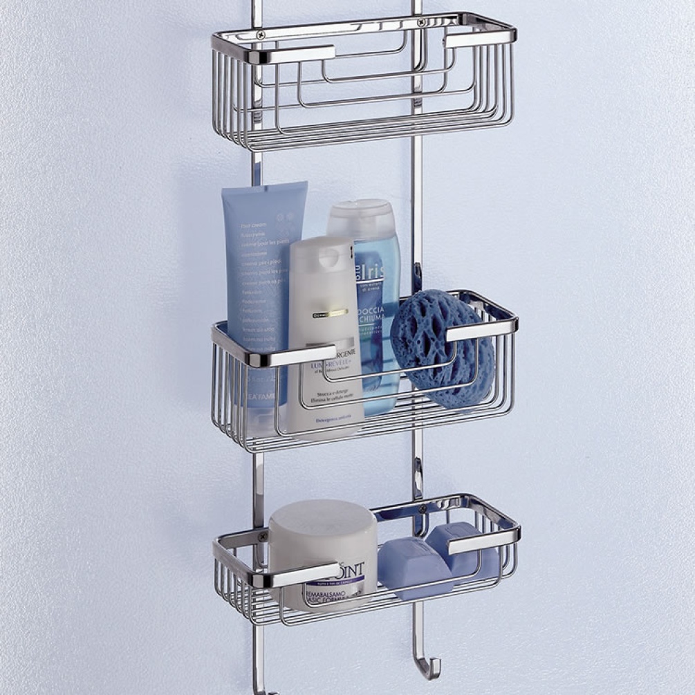 Lifestyle image of Origins Living Gedy Shower Rack Three Tier.