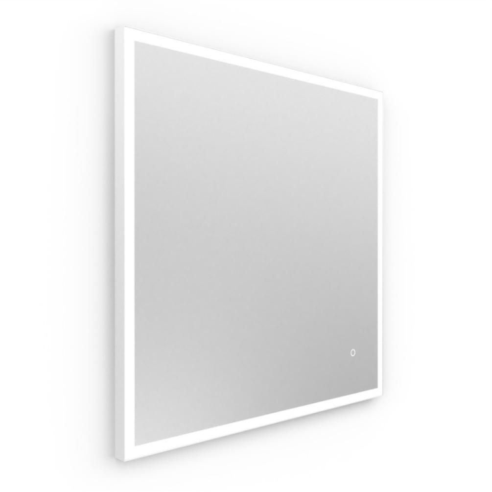 Product Cut out image of Origins Living Tate Light White 700mm Square Mirror on an angle