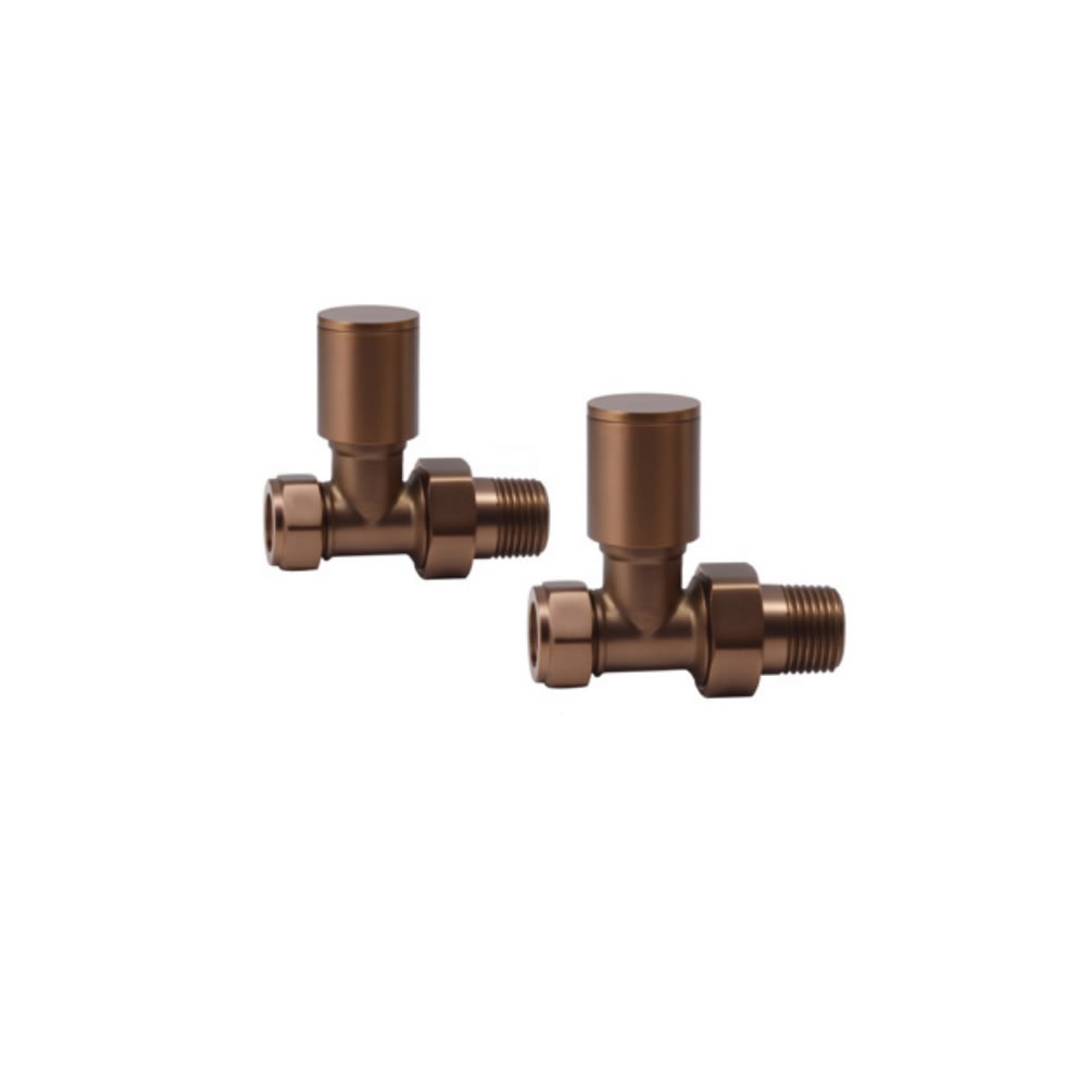 Cutout image of Redroom by Barwick Brushed Bronze Straight Round Manual Radiator Valves